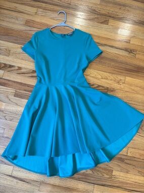 Express Green Short Sleeve Fit & Flare Mini Dress